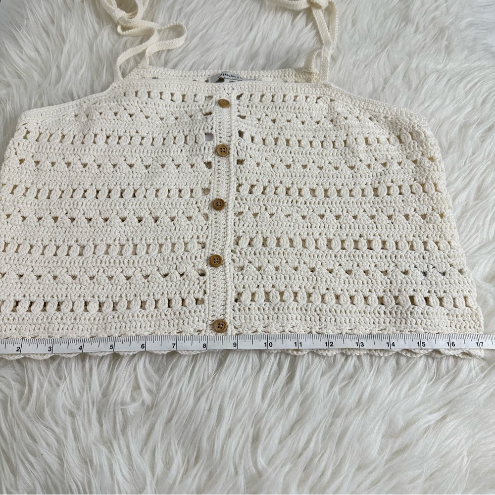 NWT American Eagle Women’s Cream Crochet Crop Top Size Small - Picture 7 of 8